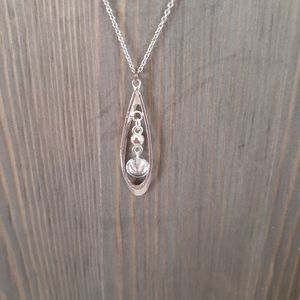 Silver Tone Pendant and Necklace